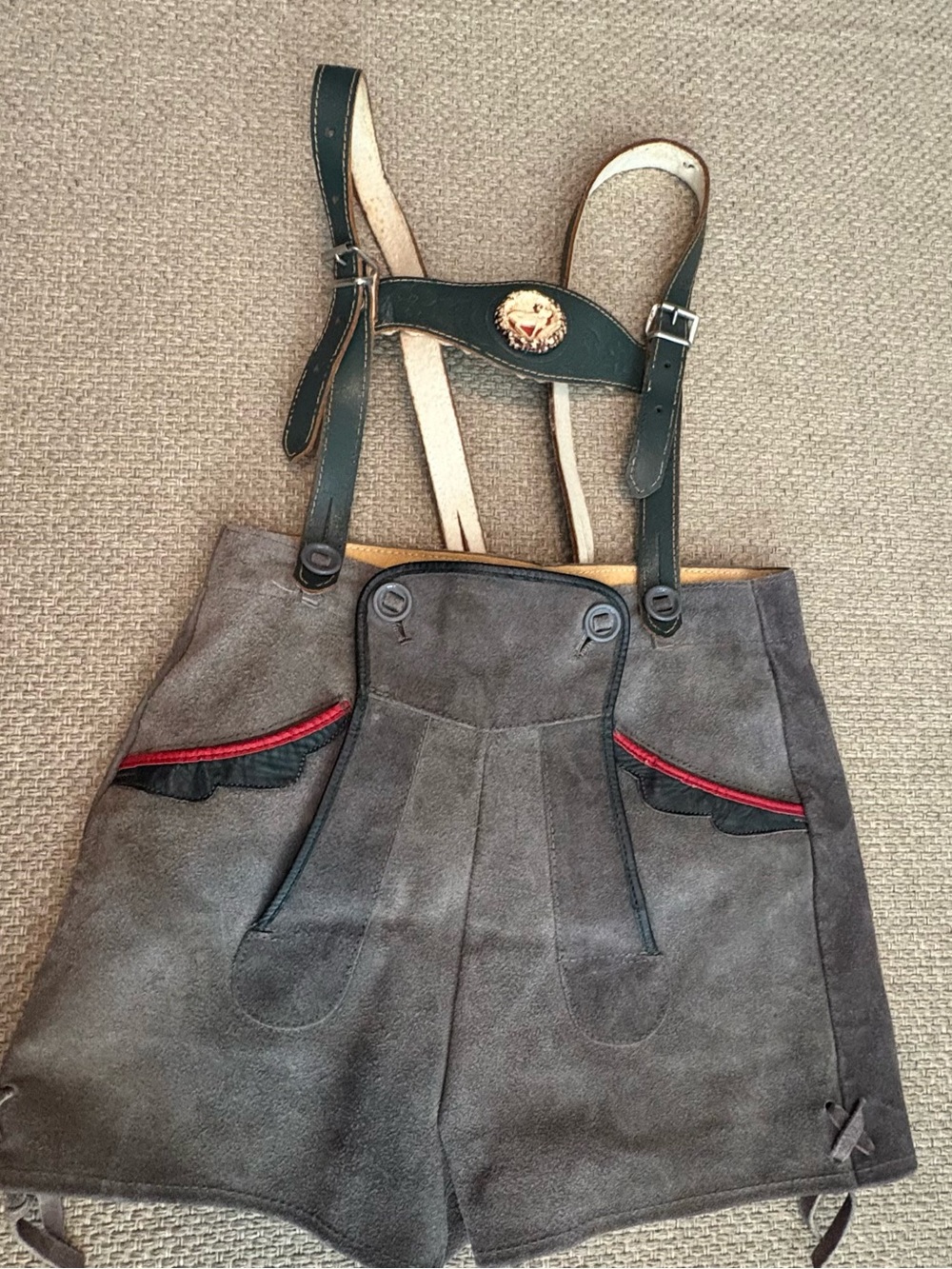Vintage German Boys Child Suede Leather Lederhosen